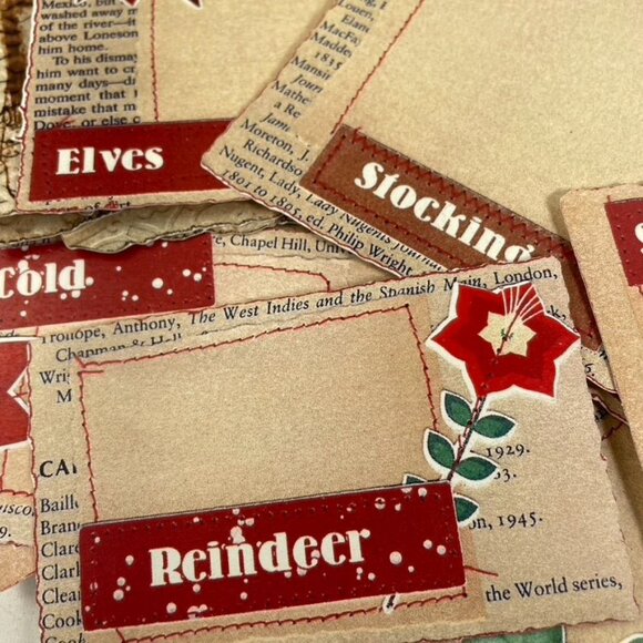 Christmas Ephemera Note Cards Junk Journal Strips  Embellishments 55 Pc mq - Picture 2 of 4